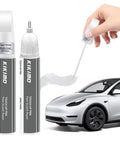 Pearl White Multi Coat Touch Up Paint Kit For Tesla Model Y 3 S X, 2 In 1 Scratch Repair Pen Tip And Brush, used on a Tesla car model