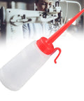 10 Pack Sewing Machine Oil Dispensers With Long Angled Tips, 160ml Plastic Oil Bottles For Precise Lubrication, No Clog Quick Flow Oiler Set For Home, Shop And Factory Use, red angled nozzle shown