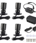 Dimmable LED Mini Spotlight Set For Jewelry Displays, 360 Degree Rotatable Surface Mount Lights, 100 Lumens, Warm White 3000K, Black Shell