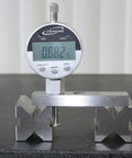 Digital Depth Gauge Indicator With 0 To 22 Inch Range 0.0005 Inch Resolution Two Position Base on metal surface for precision