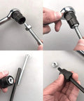 11 Piece Twist Socket Set For Damaged Bolts And Lug Nuts 9mm To 19mm Nut Remover Kit in use, showing socket attachment and punch rod