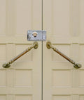 Premium Interior Door Deadbolt Lock Set in Stainless Steel Finish Heavy Duty Bedroom Door Security Kit with Smooth Turning Key Left Hand Configuration for Home Reno and Residential Upgrade Projects on double doors.