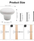 White Ceramic Cabinet Knobs 4 Pack Round Dresser Knobs For Kitchen Cabinets Drawers Nightstands And Bathroom Vanities Durable Ceramic With Metal Shaft 32mm Diameter 22mm Height Easy Install Upgrade size chart and screw lengths