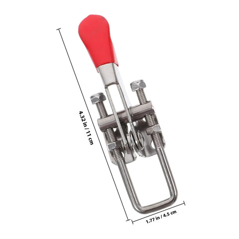 Beefy Heavy Duty Stainless Steel Toggle Clamp Latch With Adjustable Pull for Factory and Restaurant Cabinets, size 4.32x1.77 in