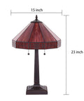 Vintage Tiffany Stained Glass Bedside Table Lamp 23 Inch Tall With 2 LED Bulbs 2700K E26 Cozy Glow For Bedroom Or Living Room