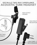 Covert Acoustic Tube Two Way Radio Headset With Clear Coil Cable Stealth Earpiece Audio Set For Two Way Radios 2 Pin 2 Point 5mm 3 Point 5mm Threaded Jacks Water Resistant Durable Strain Relief For Tough Workdays