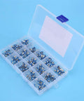 150 Piece Resistor And Trimmer Potentiometer Assortment Kit Blue And White Vertical PCB Mount Three Terminal