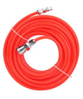 Real Deal Air Compressor Hose Features Flexible Eva Design Handling High 12kg Pressure Does Not Kink Includes 5mm And 8mm Connections For Fast Dual Attach On Pneumatic Systems Making Tool Fixes Simple With Zero Leaks During Daily Workloads. red EVA air compressor hose with quick fittings coiled for pneumatic tools