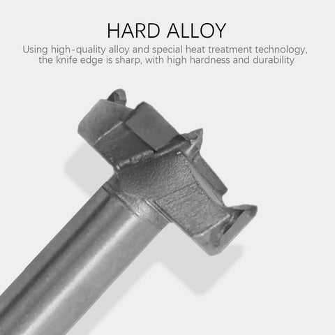 Close-up of Heavy Duty Carbide Tipped Forstner Drill Bit Set With Hella Sharp Cutting Edges showing alloy construction and sharp edge.