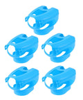 5 Piece Hollow Out Pigeon Injection Holder With Buckle Stable Fixation Feeder Rack in blue plastic, set of five