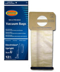Replacement Micro Filtration Vacuum Bags 12 Pack Fits Electrolux Upright U Style Aerus Epic ProTeam ProLux packaging