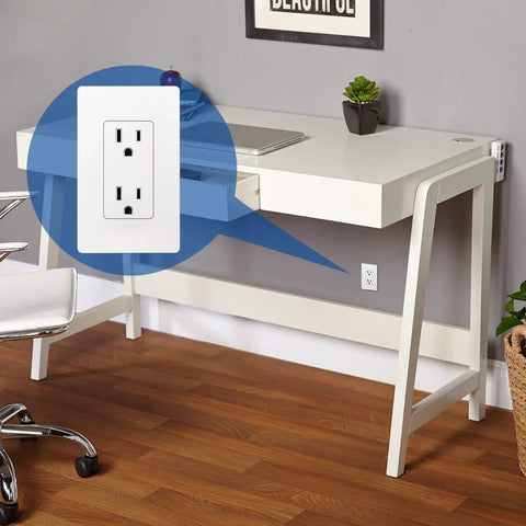 15 Amp Decorator Receptacle Outlet 20 Pack With Screwless Wall Plate Non Tamper Resistant 125V UL Listed Standard Electrical Outlet