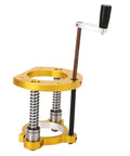 Heavy Duty Aluminum Router Table Lift System With Precision Handle Hassle Free Height Tuning For Woodworking Crews Fits 64 To 66 Millimeter Motors, shown from side angle.