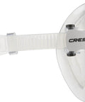 Side view of Frameless Snorkel Mask Kit With Dry Top Snorkel For Easy Breathing And Splash Free Action, clear silver frame.