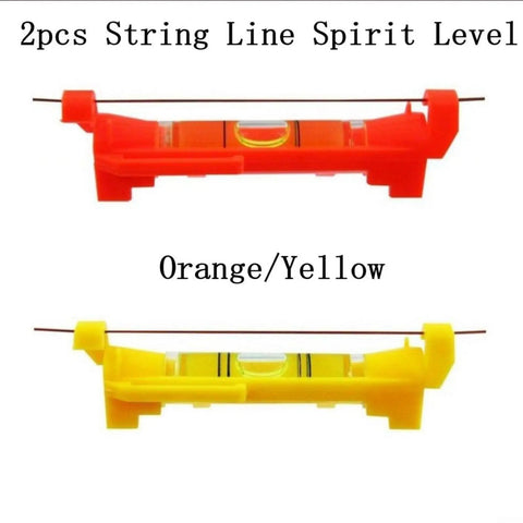 Hanging for spirit Level 2-Pack with Molded Hook in orange and yellow, compact size with clear bubble levels for accurate alignment.