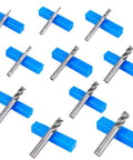 Ten AFUNTA 4-flute HSS end mills with straight shanks in a blue storage case, sizes 0.08–0.47 in