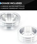 Upgrade Your SB Chevy Small Block With This Badass Long Water Pump And 3 Groove Crankshaft Pulley Kit Perfect For 265 283 305 327 350 383 And 400 Engines Durable Aluminum Build Gets You Ready To Run All Summer. - aluminum 2-groove water pump and 3-groove crankshaft pulleys