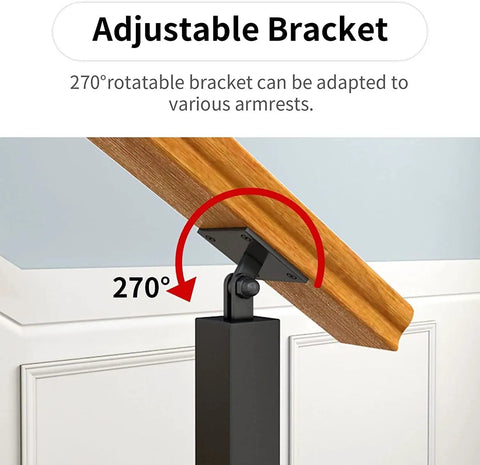 Adjustable 270° bracket for Heavy Duty Metal Iron Spindles For Indoor Stair Railing and Deck Balusters, suited for various armrests.