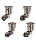 4 Pack Swivel Cup Casters For Furniture 2.52 Inch Height Silver Zinc Alloy Heavy Duty Wheel Caster With Screws - Front View