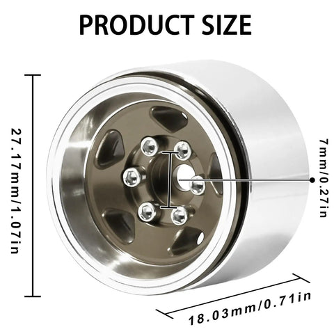 Beadlock Wheel Rim Set Aluminum Alloy RC Upgrade Part For One Eighteenth Scale Traxxas TRX4M And One Twenty Fourth Scale Axial SCX24 FCX24