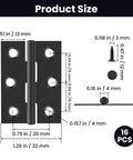 ZIUZI 16-piece black stainless steel door hinge set, front view; 2-inch hinges with mounting holes.