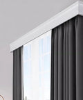 High Quality Two Layer Sliding Barn Door Track With Curtain Valance Wall Or Ceiling Mount Heavy Duty Double Roller System No Fuss Install For Home Makeover Silky Smooth Glide, featuring gray curtains and sleek design.