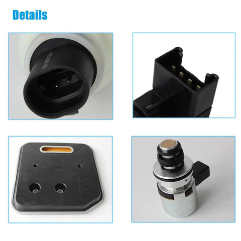 Governor Pressure Sensor Solenoid Kit For Dodge Ram 1500 2500 3500 Dakota Durango 2001 Through 2009 And Jeep Grand Cherokee 2001 Through 2004 With A500 A518 A618 42RE 44RE 46RE 47RE 48RE Trans Includes EPC Solenoid And Valve Body Kit Plug N Play showing components