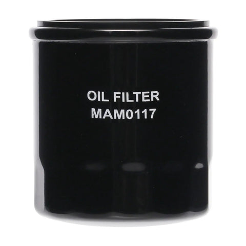 Spin-On Lube Filter For Mahindra Tractors And MAGNUM Generators, part number MAM0117, black cylindrical design