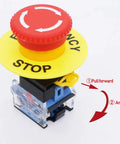 Red Mushroom Emergency Stop Push Button Switch 22mm 1 NO 1 NC Latching Panel Mount 440V AC 10A for industrial machinery