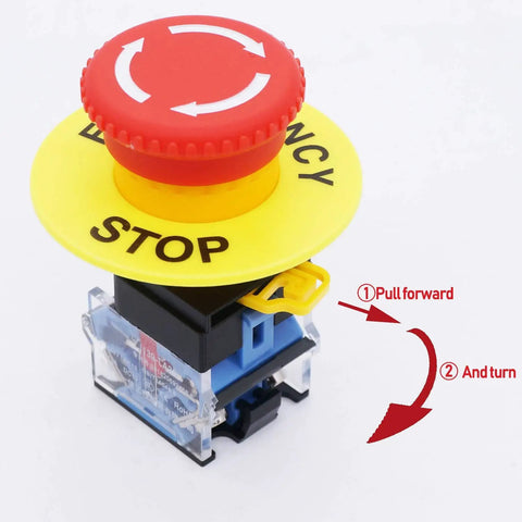 Red Mushroom Emergency Stop Push Button Switch 22mm 1 NO 1 NC Latching Panel Mount 440V AC 10A for industrial machinery