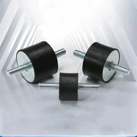 Heavy Duty Rubber Shock Absorber Mount With Metric Male To Male Rod Threads Bobbin Damper, three mounts with metal threads.