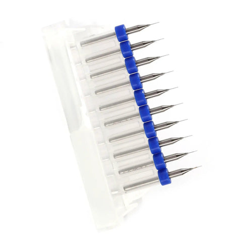 Precision Tungsten Carbide Drill Bits Kit Gear, 10 Piece Set For Detailed Work and Model Making, shown in plastic case.