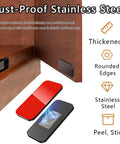 No Drill Magnetic Cabinet Door Catch with ultra strong adhesive mount shown on wooden cabinet door and frame.