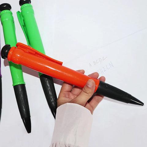 Ultra Jumbo Ballpoint Pen For Props And Dope Gag Gifts Oversized Writing Instrument With Smooth Bold Lines Extra Large Pen For Cosplay Display Awards School And Home Use Comfortable Big Grip, orange pen held by hand