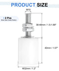 Two Pack Nylon Gate Guide Rollers for Sliding Doors - 1.26 Inch Diameter, 1.57 Inch Length, M10 Bolt, White, front view