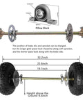 Rear Axle Assembly Kit For Ready To Roll Go Karts 740mm With 29 Inch Wheels Hub Rim Tire Brake Disc Caliper Master Cylinder T8F Chain Sprocket DIY Quad Trike Drift Bike, showing axle and wheels measurements.