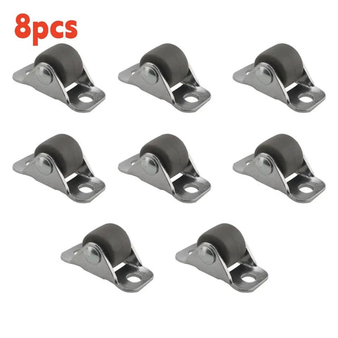 8 Pack Silent Mini Caster Wheels 0.5 Inch for Carts and Trolleys, Tiny Rubber Rolling Wheels with Smooth Glide