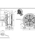 Technical diagram of Base-Mounted Single Shaft Magnetic Powder Brake PB-5 With 50 Nm Torque For Industrial Tension Control.