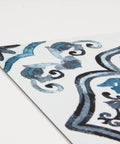 Marrakesh Inspired Peel And Stick Floor Tiles In Blue Floral Vinyl Water Resistant Washable 12 By 12 Inches Pack Of 10 Easy Install