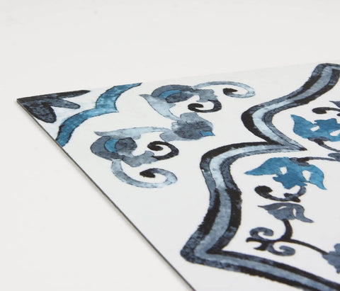 Marrakesh Inspired Peel And Stick Floor Tiles In Blue Floral Vinyl Water Resistant Washable 12 By 12 Inches Pack Of 10 Easy Install