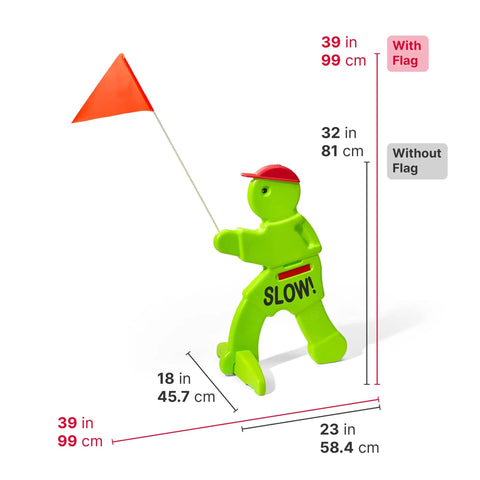 Kids At Play Safety Sign 32 Inch Reflective Caution Sign With Warning Flag For Neighborhoods Neon Body With Reflective Belt Slow Down Sticker Easy Setup Great For Driveways And Play Time