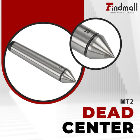 MT2 Carbide Tipped Dead Center 60 Degree Lathe Center For Precision Machining, 3.875 Inch Long, Durable Alloy Steel