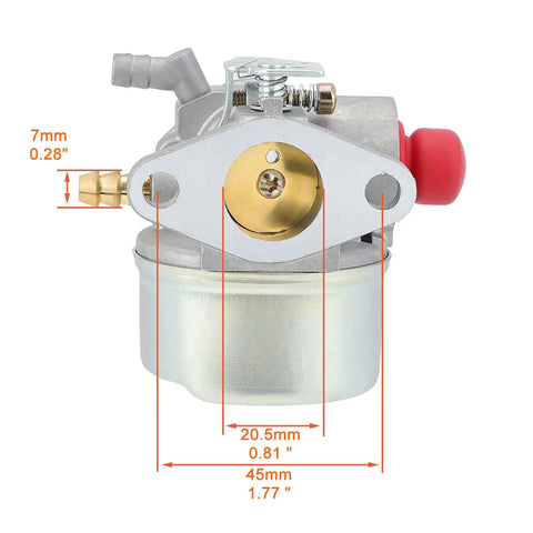 Front view of Drop In Carburetor Replacement For Tecumseh OHV Series 5.5HP 6HP 6.5HP 4 Cycle Engines In Lawn Mowers And Go Karts 640004