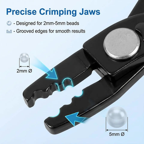 Crimping Pliers For Jewelry Making And Bead Crimp Tool For Delicate Beading With 2mm To 5mm Beads showing precise crimping jaws