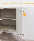 Concealed 135 Degree Lazy Susan Corner Cabinet Hinge Set, 2-Pack With Full Overlay on open white cabinet door