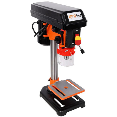 8 Inch Swing Benchtop Drill Press With Safe Laser Positioning And Digital Meter For Precise Drilling, featuring a metal base and adjustable table.