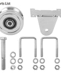 Parts for Heavy Duty 4 In Slide Gate Wheel With V Groove Dual Bearings, Bolted External Mount Bracket Cradle, Solid Steel Roller