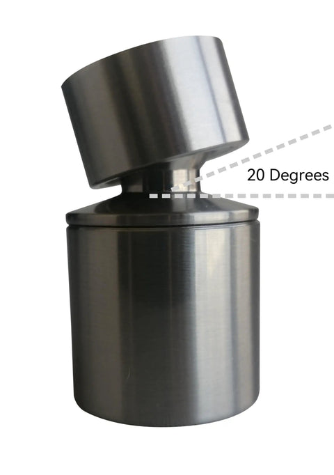 Total Game Changer Brushed Nickel Faucet Extender With 360 Degree Swivel And Dual Flow Spray Nozzle, profile view showing 20-degree angle.