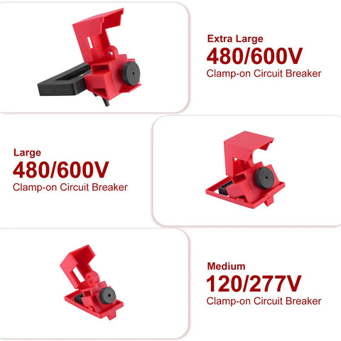 Lockout Kit For Circuit Breakers Clamp On 12 Pack For 120 To 277 Volt And 480 To 600 Volt Single And Multi Pole Breaker Lockout Device Medium Large And Extra Large For Energy Isolation And Hazardous Power Control Durable Clamp On Design For Quick Easy.