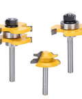 Fabater 45 Degree Stile Router Bit Set With T Shaped Geometry And Three Sharp Teeth For Clean Wood Slotting On MDF Plywood And Particle Board Featuring durable cemented carbide construction and precision 1/4 inch shank fitment.